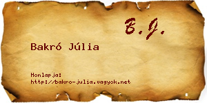 Bakró Júlia névjegykártya